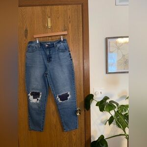 NOBO Blue Distressed DIY Unique Quilted Knee Boyfriend Jeans
